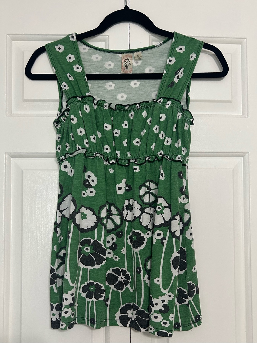 Vintage Y2K Green Floral Sleeveless Tank Top
